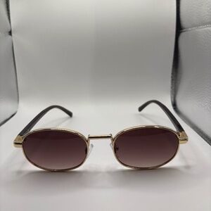 Vintage Gold and Brown Oval Sunglasses